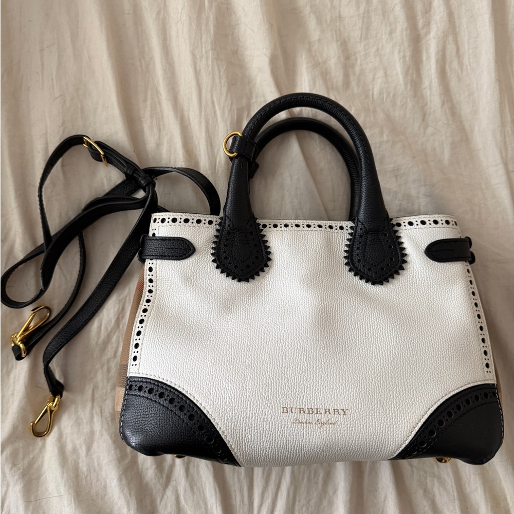 Burberry Black and White Satchel Bag